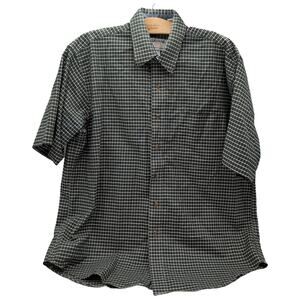 SAVANE L Deep Dye Green White Short Sleeve Button-Down